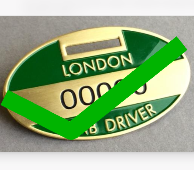 Acceptable badge photo example showing a clear, readable driver badge.
